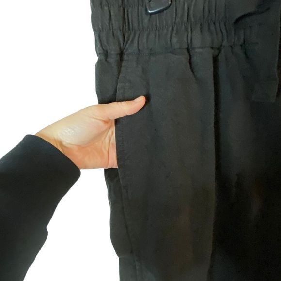 Everlane Women's Black Wide-Leg Ankle Work Pants Size L with Drawstring Closure - Picture 5 of 16